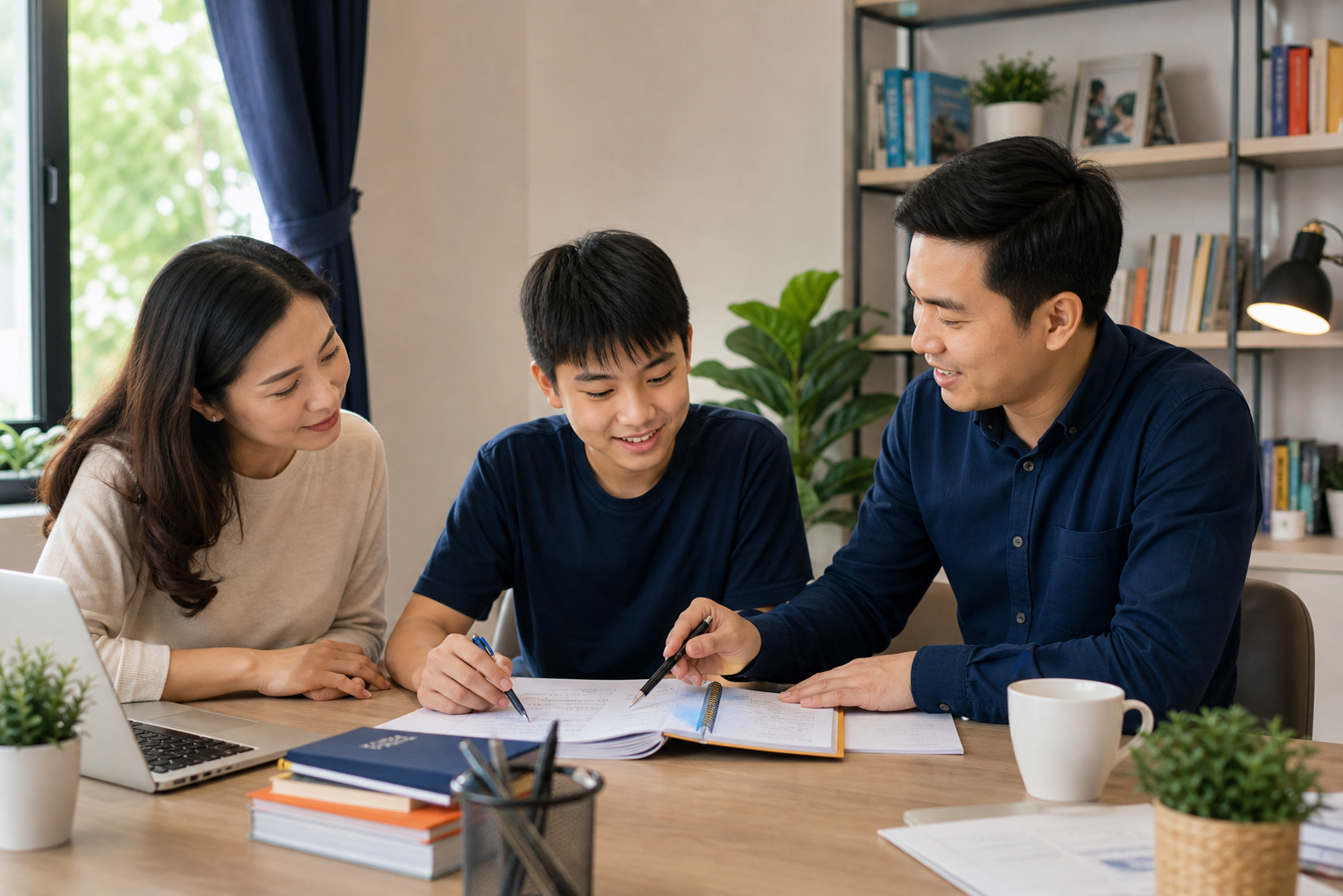 Gia sư và phụ huynh trao đổi về việc học